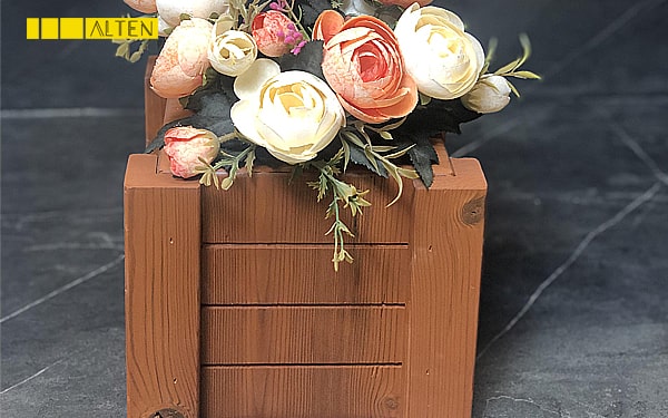 گلدان مربعی کوچک چوبی | عکس گدان چوبی مربعی | آلتن لوناوود